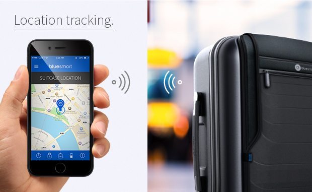 bluesmart kabinekuffert smartphone gps tracking